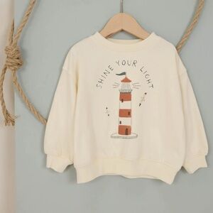 Rylee & Cru Kids Shine Your Light Lighthouse Cream Sweatshirt 3 4 4T Unisex